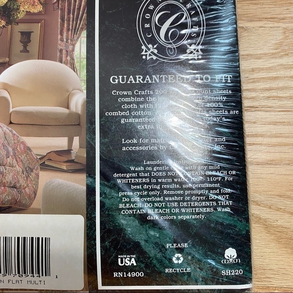 Crown Crafts Milan Twin Flat Sheet NEW Floral 100% Combed Cotton Floral Green - Picture 6 of 6